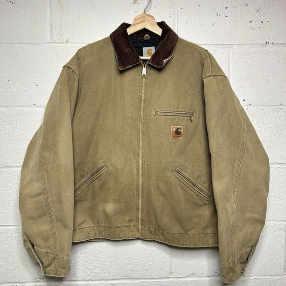 Vintage Carhartt Quilted Nylon-Lined Detroit Jacket “Tan” JQ0472